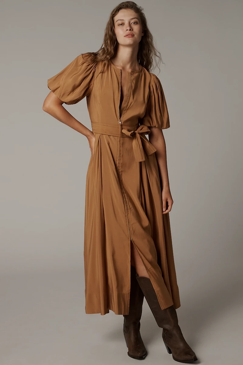 English Factory Short-Sleeve Tie-Waist Midi Dress