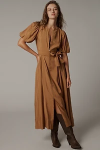 English Factory Short-Sleeve Tie-Waist Midi Dress