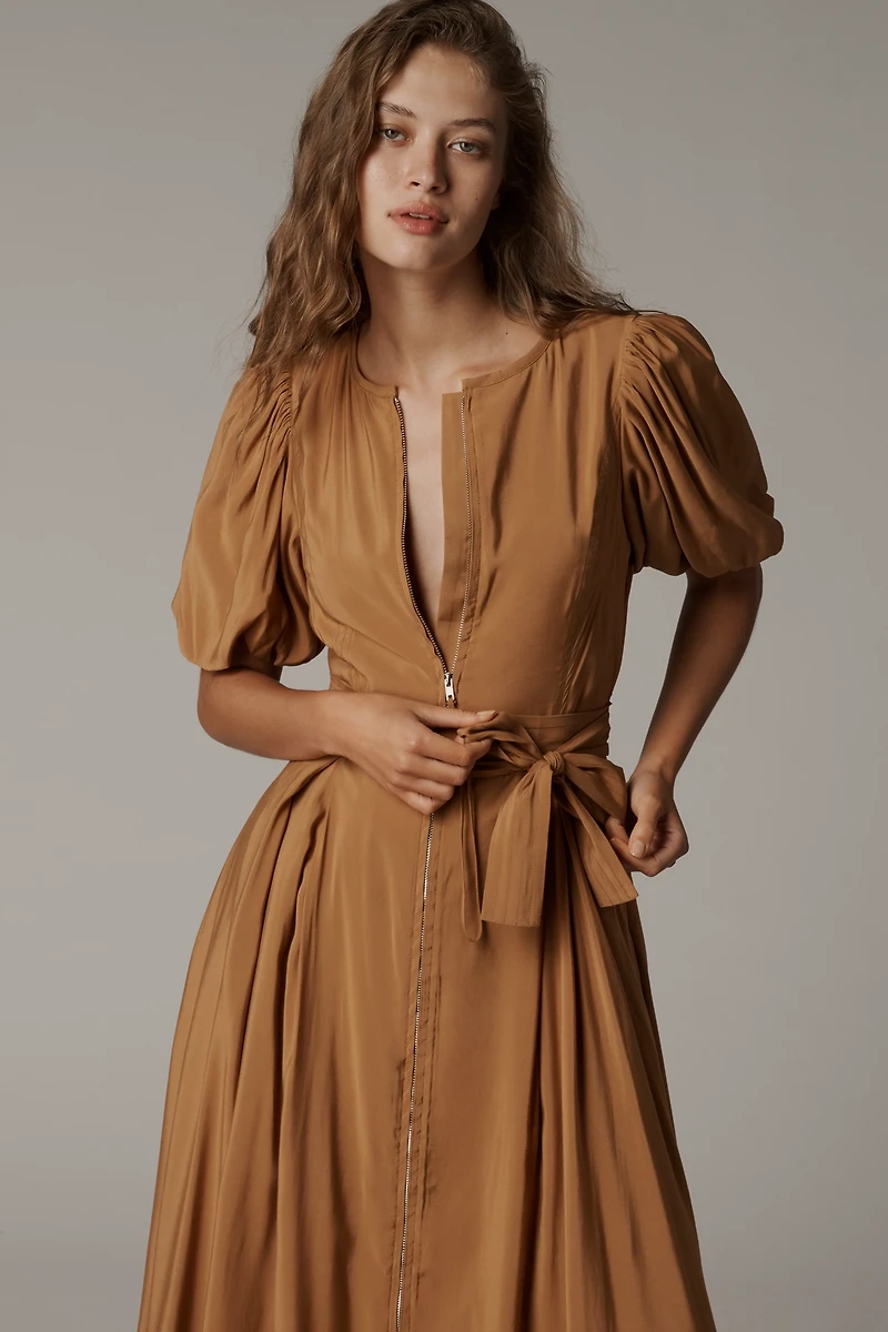 English Factory Short-Sleeve Tie-Waist Midi Dress