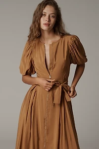 English Factory Short-Sleeve Tie-Waist Midi Dress
