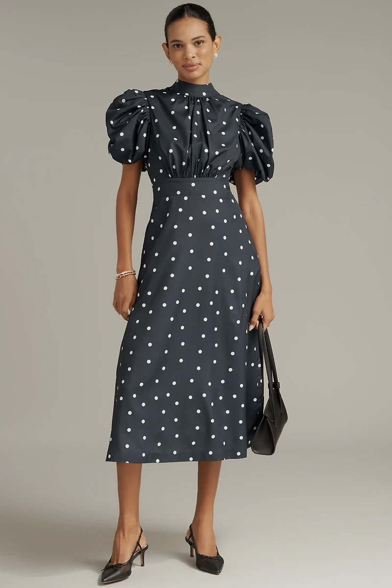 English Factory Mock-Neck A-Line Midi Dress