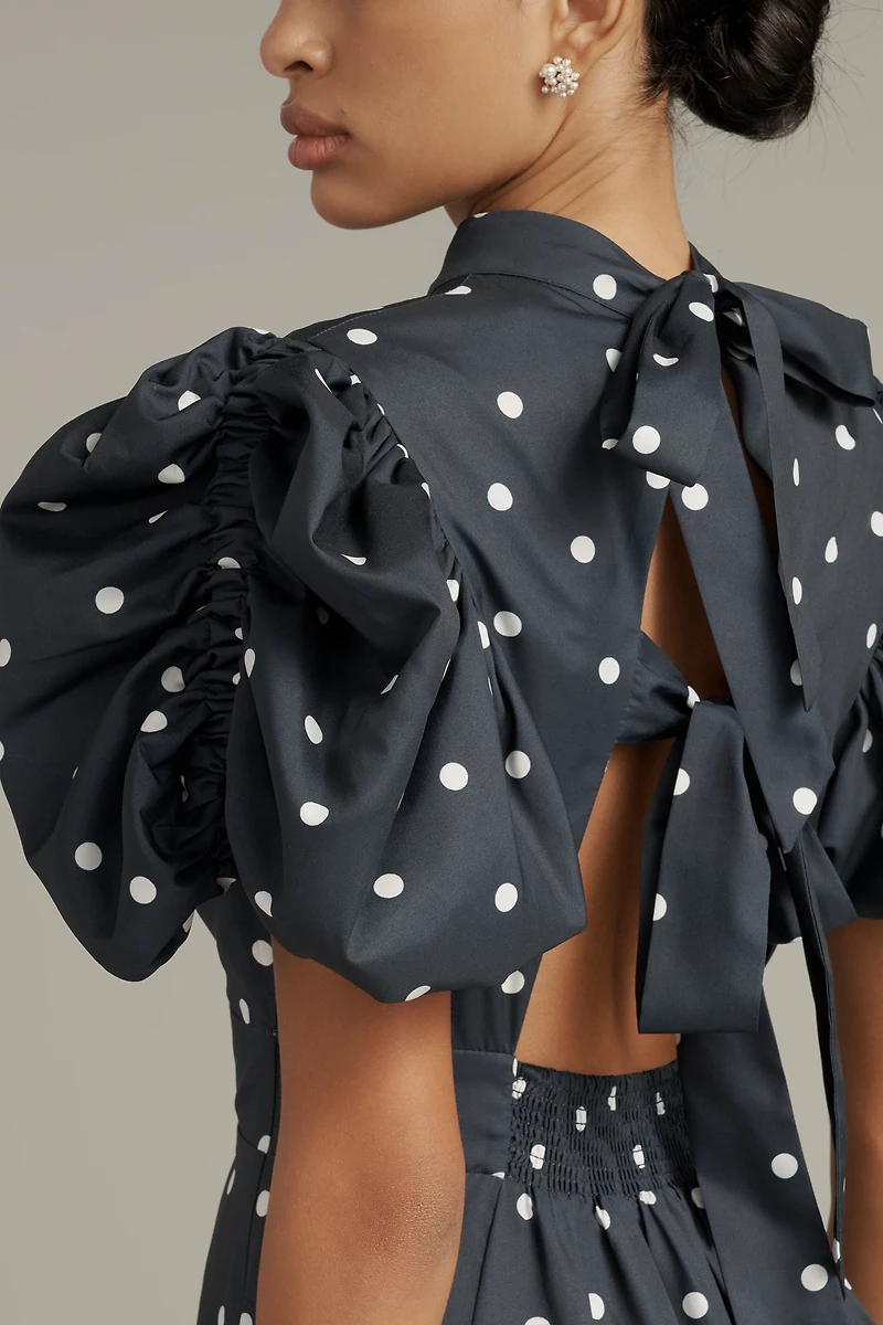 English Factory Mock-Neck A-Line Midi Dress