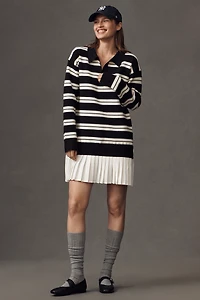 English Factory Long-Sleeve Polo Twofer Mini Dress