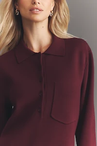 English Factory Long-Sleeve Polo Mini Dress