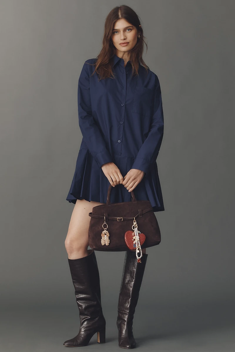 English Factory Long-Sleeve Pleated Mini Shirt Dress