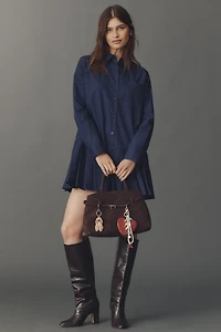 English Factory Long-Sleeve Pleated Mini Shirt Dress