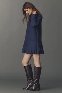 English Factory Long-Sleeve Pleated Mini Shirt Dress