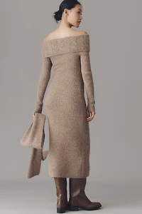 Endless Rose Off-Shoulder Slim Sweater Midi Dress
