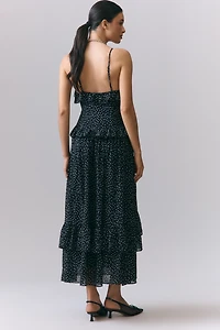 Endless Rose V-Neck Polka Dot Ruffle Midi Dress