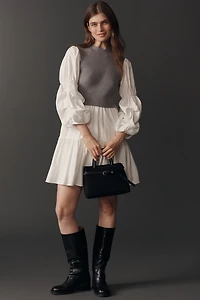 English Factory Long-Sleeve Sweater Twofer Mini Dress