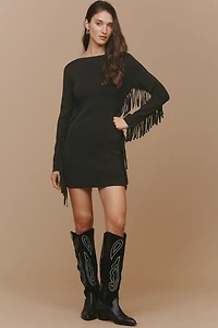Endless Rose Long-Sleeve Fringe Sweater Mini Dress