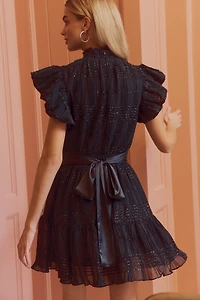 Endless Rose Short-Sleeve Mock-Neck Belted Mini Dress