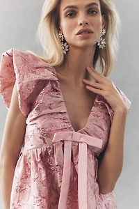 Endless Rose Babydoll Jacquard Bow Mini Dress