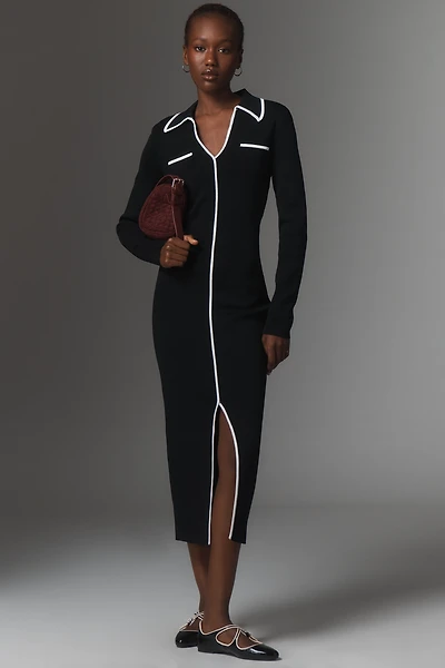 Endless Rose Long-Sleeve Binded Column Midi Dress