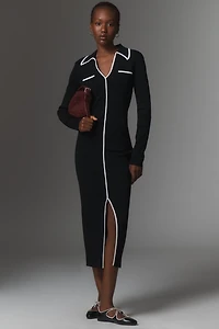 Endless Rose Long-Sleeve Binded Column Midi Dress