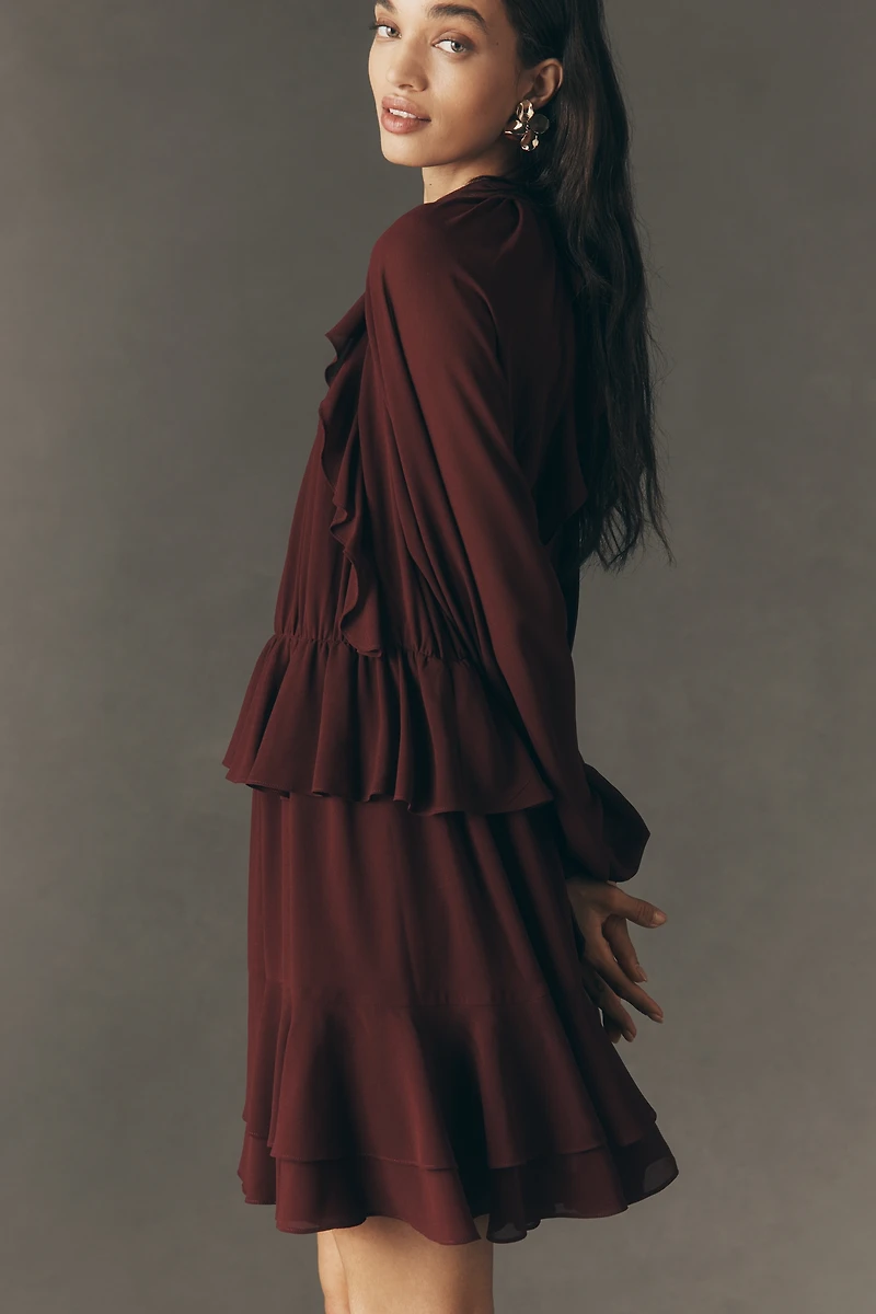 Endless Rose Long-Sleeve Ruffle Chiffon Mini Dress