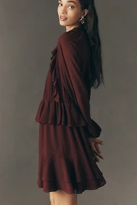 Endless Rose Long-Sleeve Ruffle Chiffon Mini Dress