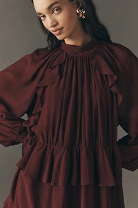 Endless Rose Long-Sleeve Ruffle Chiffon Mini Dress