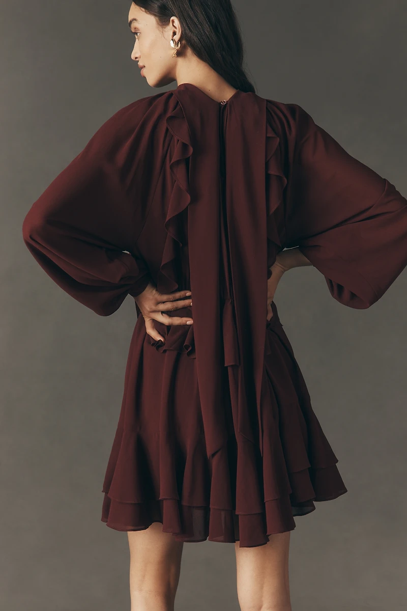 Endless Rose Long-Sleeve Ruffle Chiffon Mini Dress