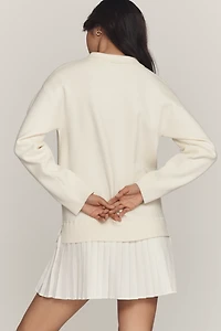 English Factory Collared Long-Sleeve Twofer Mini Dress