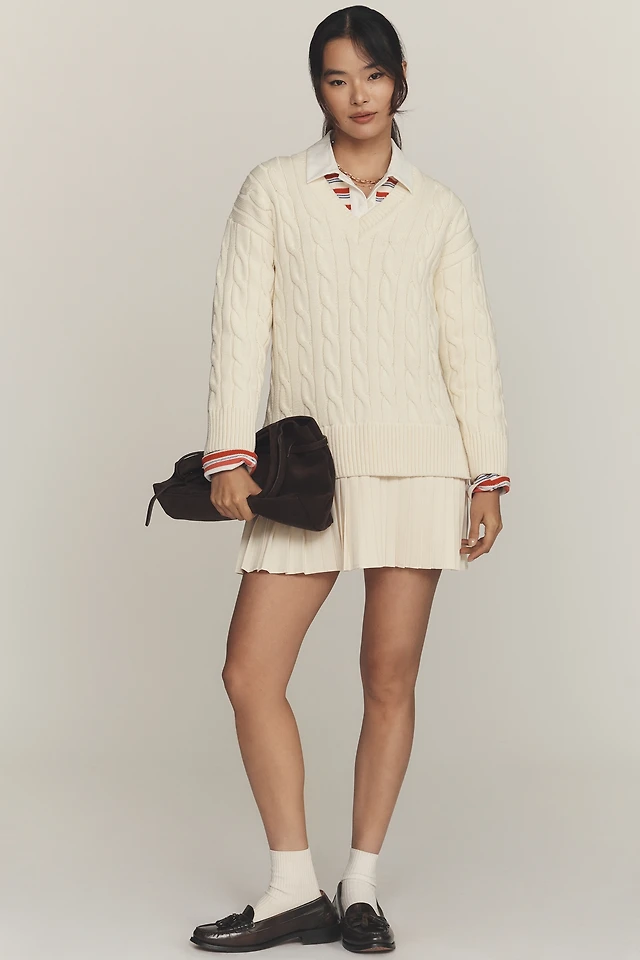 english factory pleated twofer sweater mini dress English Factory Pleated Twofer Sweater Mini Dress