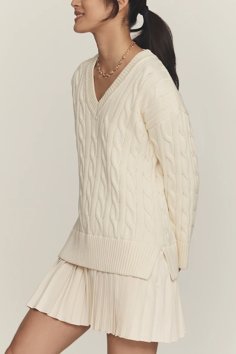 English Factory V-Neck Long-Sleeve Mini Twofer Dress