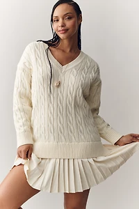 English Factory V-Neck Long-Sleeve Mini Twofer Dress