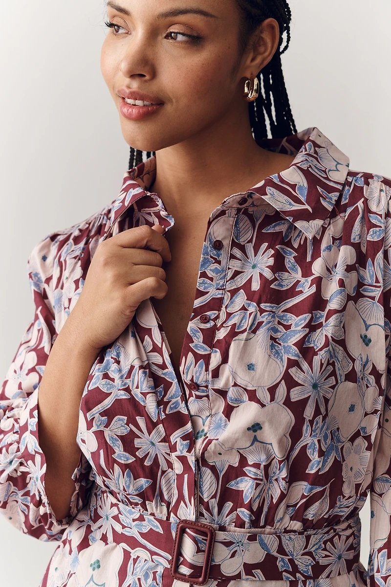 English Factory Long-Sleeve Midi Shirt Dress