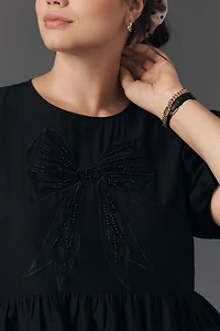 English Factory Short-Sleeve Sheer Midi Shirt Dress