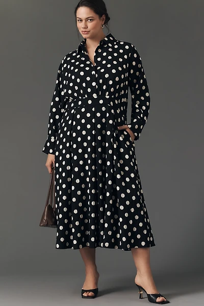 English Factory Polka Dot Midi Shirt Dress