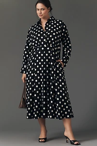 English Factory Polka Dot Midi Shirt Dress