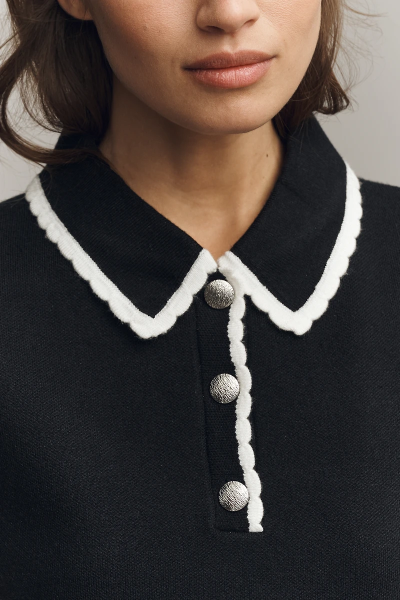 English Factory Short-Sleeve Polo Mini Shift Dress