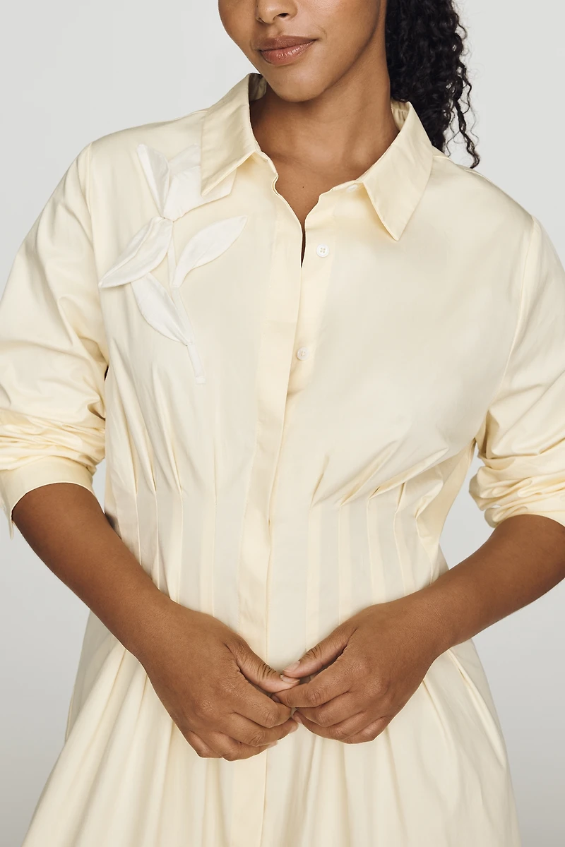 English Factory Pleated Midi Shirtdress
