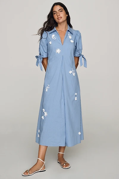 English Factory Flower-Trim Midi Dress