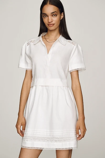 English Factory Lace Trim Mini Dress