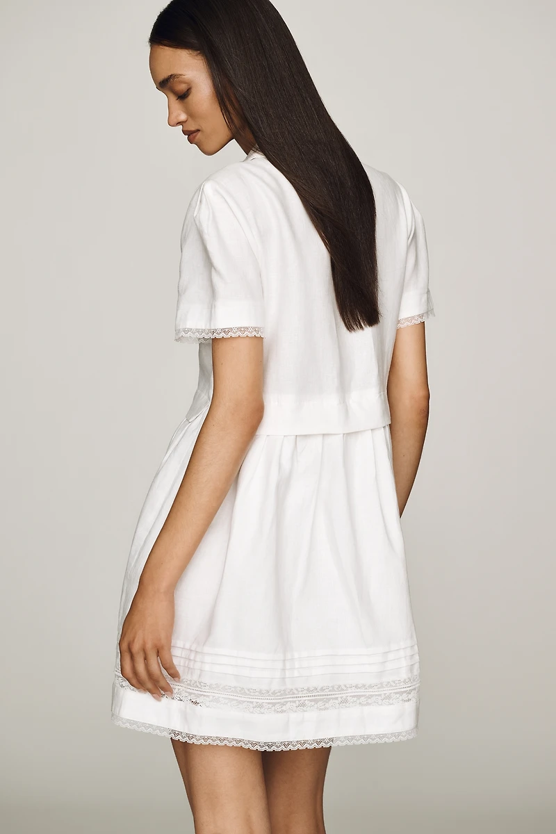 English Factory Lace Trim Mini Dress