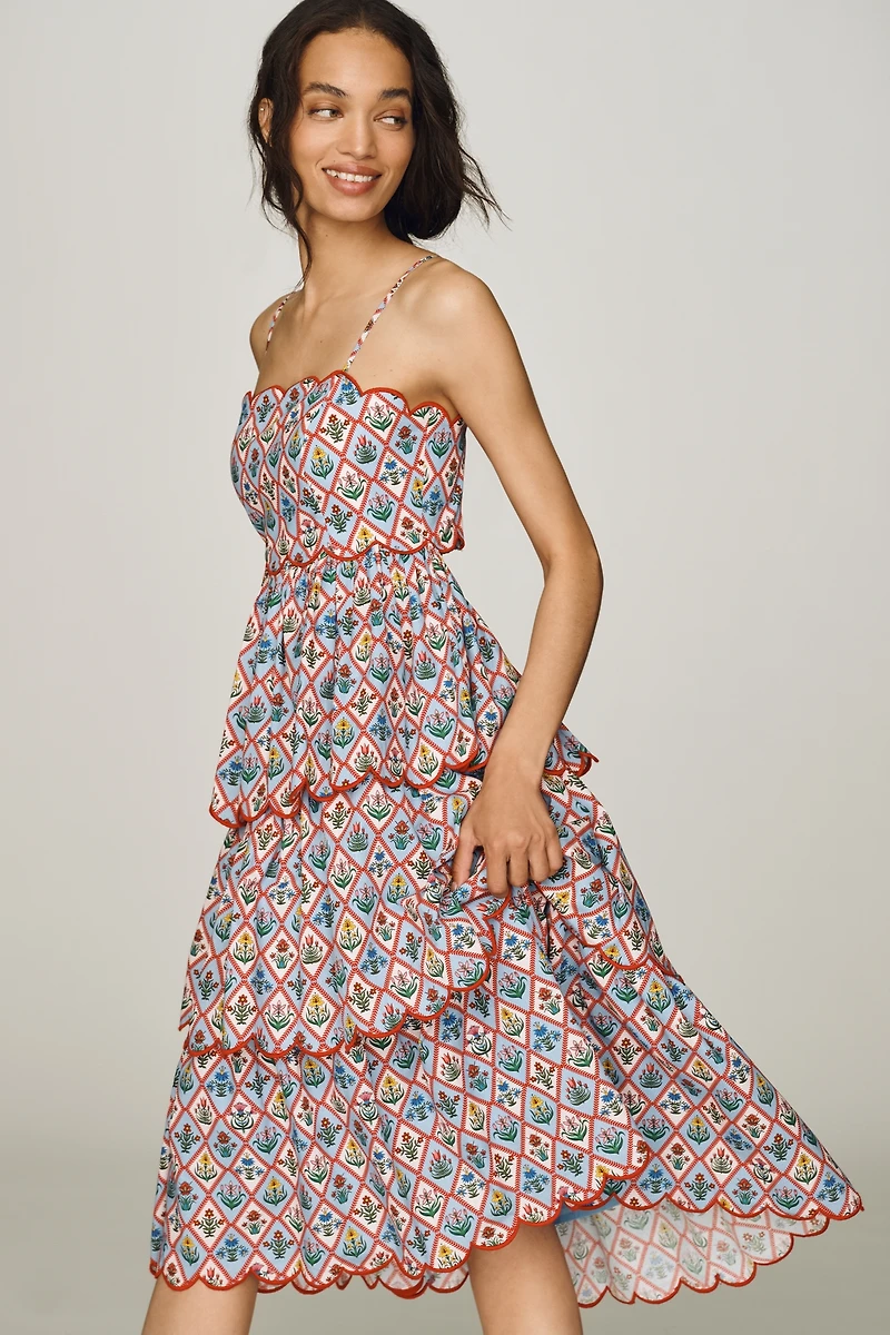 English Factory Scalloped Midi Dress