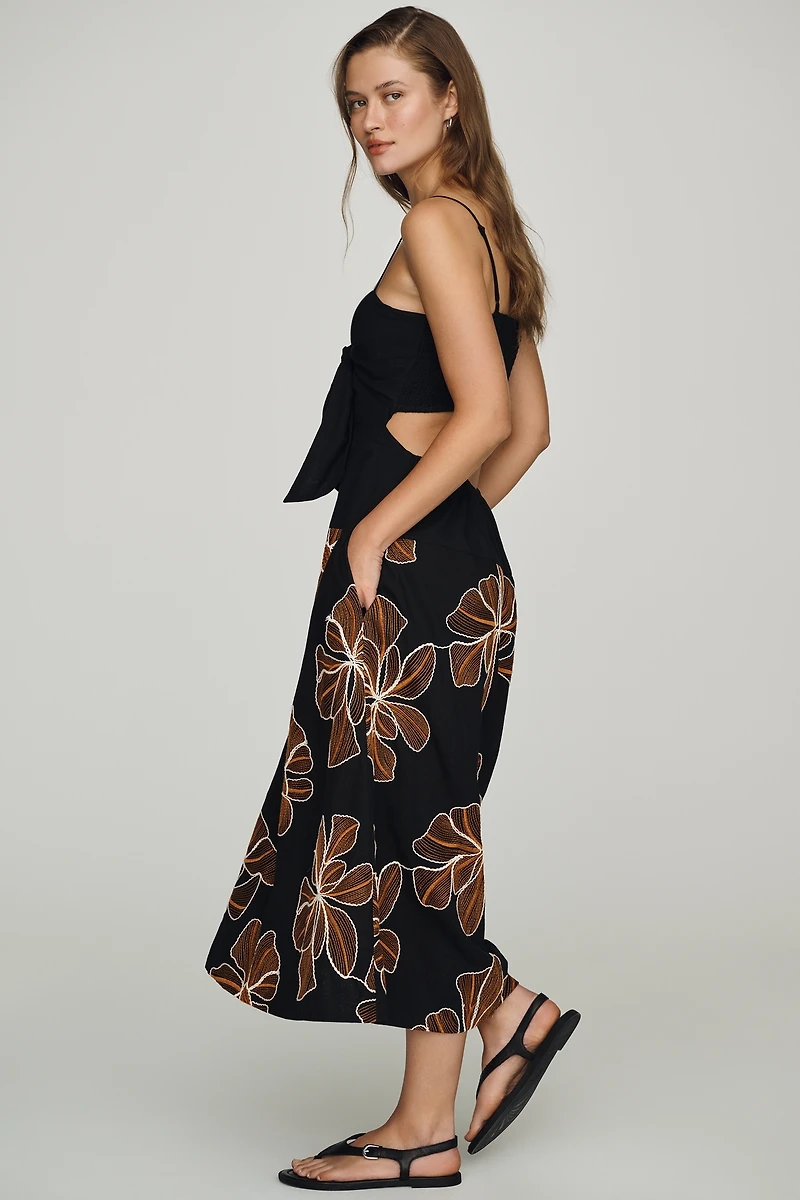 Endless Rose 100% Cotton Embroidered Midi Dress