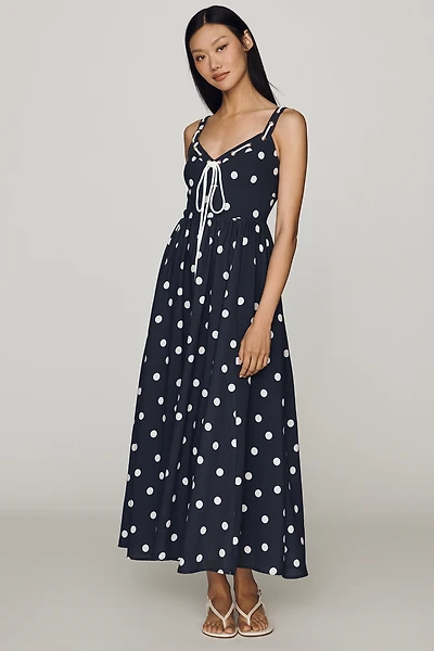 English Factory Cotton Linen Tie-Front Midi Dress