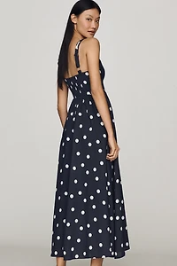 English Factory Cotton Linen Tie-Front Midi Dress