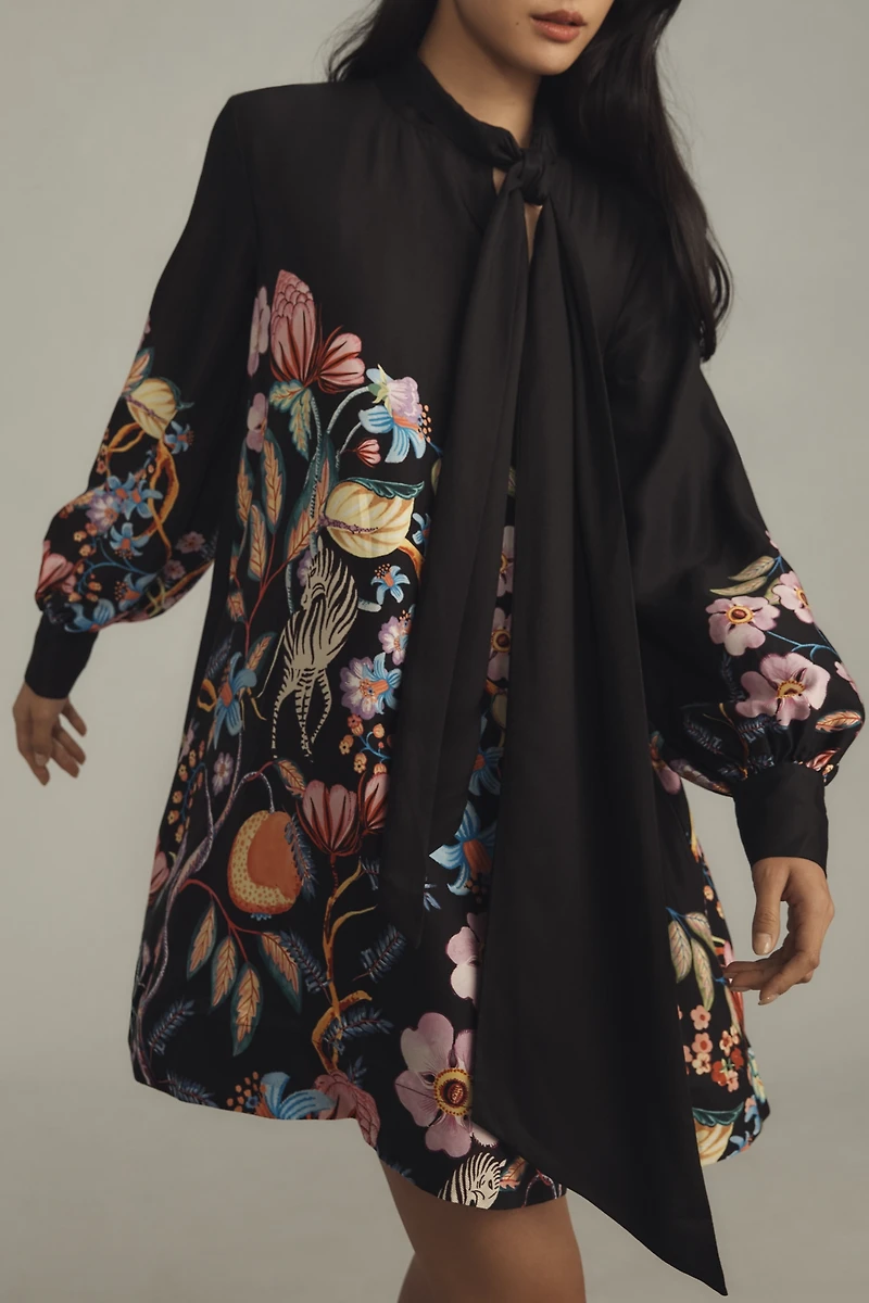 The Caroline Tie-Neck Mini Dress by Maeve