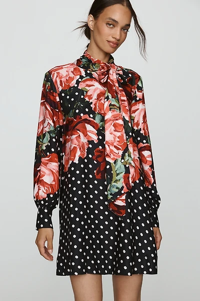 Caroline Tie-Neck Mini Dress by Maeve