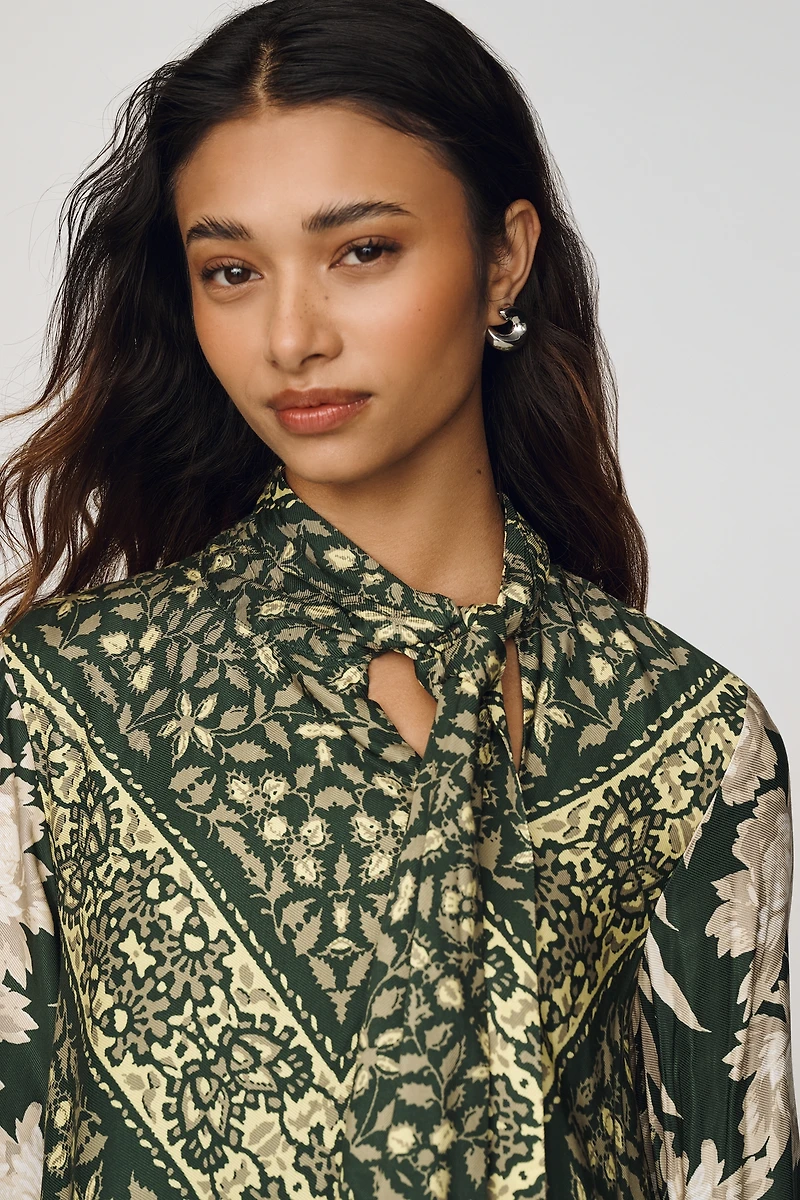 Caroline Tie-Neck Mini Dress by Maeve