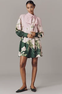 The Caroline Tie-Neck Mini Dress by Maeve