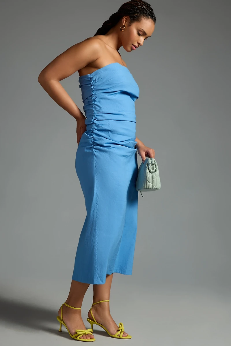 The Soleil Magic Fabric Strapless Ruched Dress: