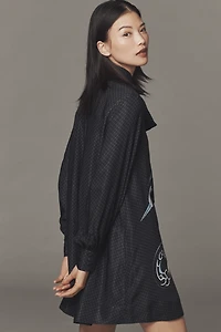 The Caroline Long-Sleeve Tie-Neck Mini Dress by Maeve