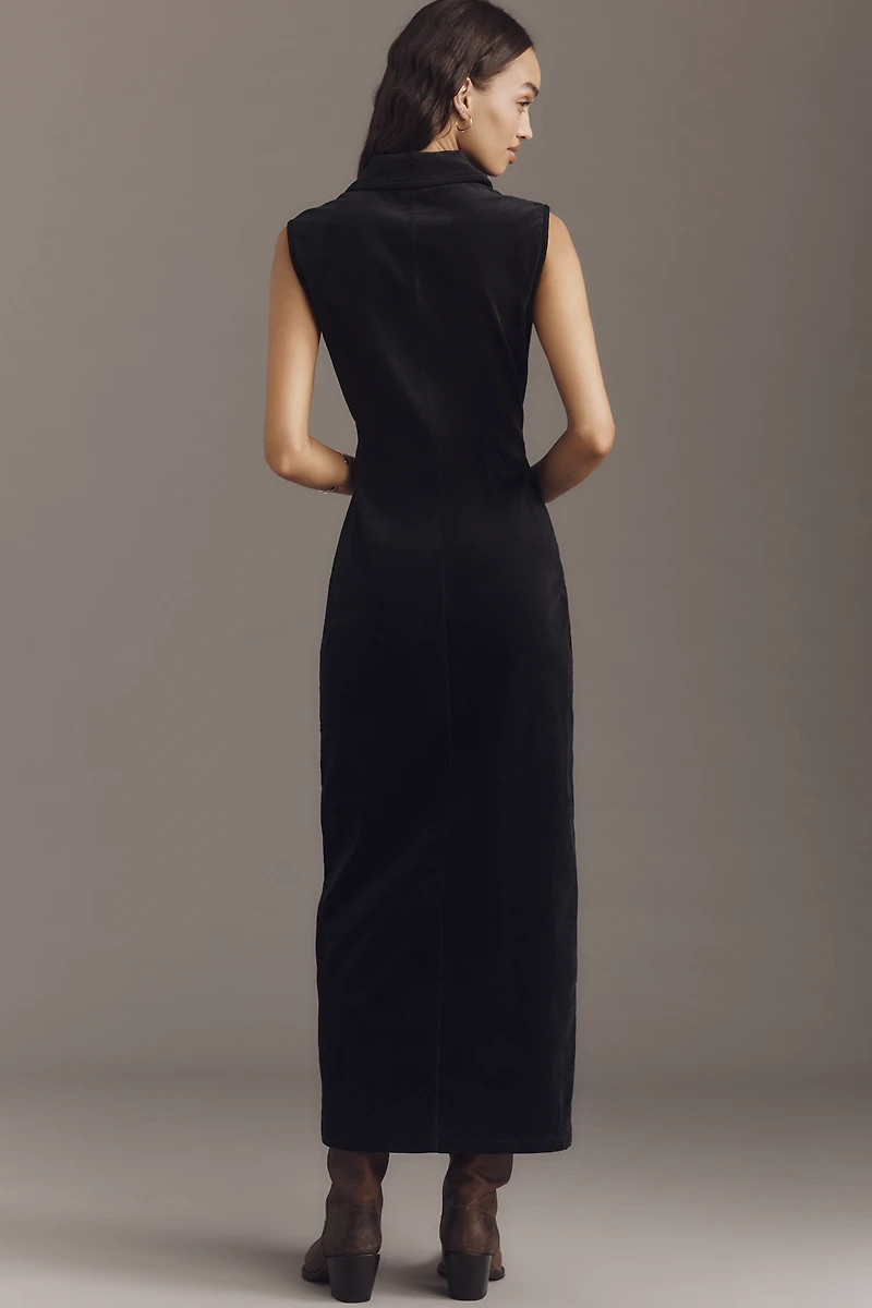 Avec Les Filles Sleeveless Corduroy Maxi Shirt Dress