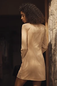 Avec Les Filles Faux-Suede Long-Sleeve Mini Dress