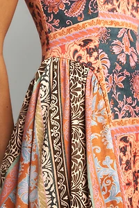 Avec Les Filles Boat-Neck Basque-Waist Midi Dress