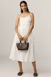 Avec Les Filles Sleeveless 3D Flower A-Line Midi Dress
